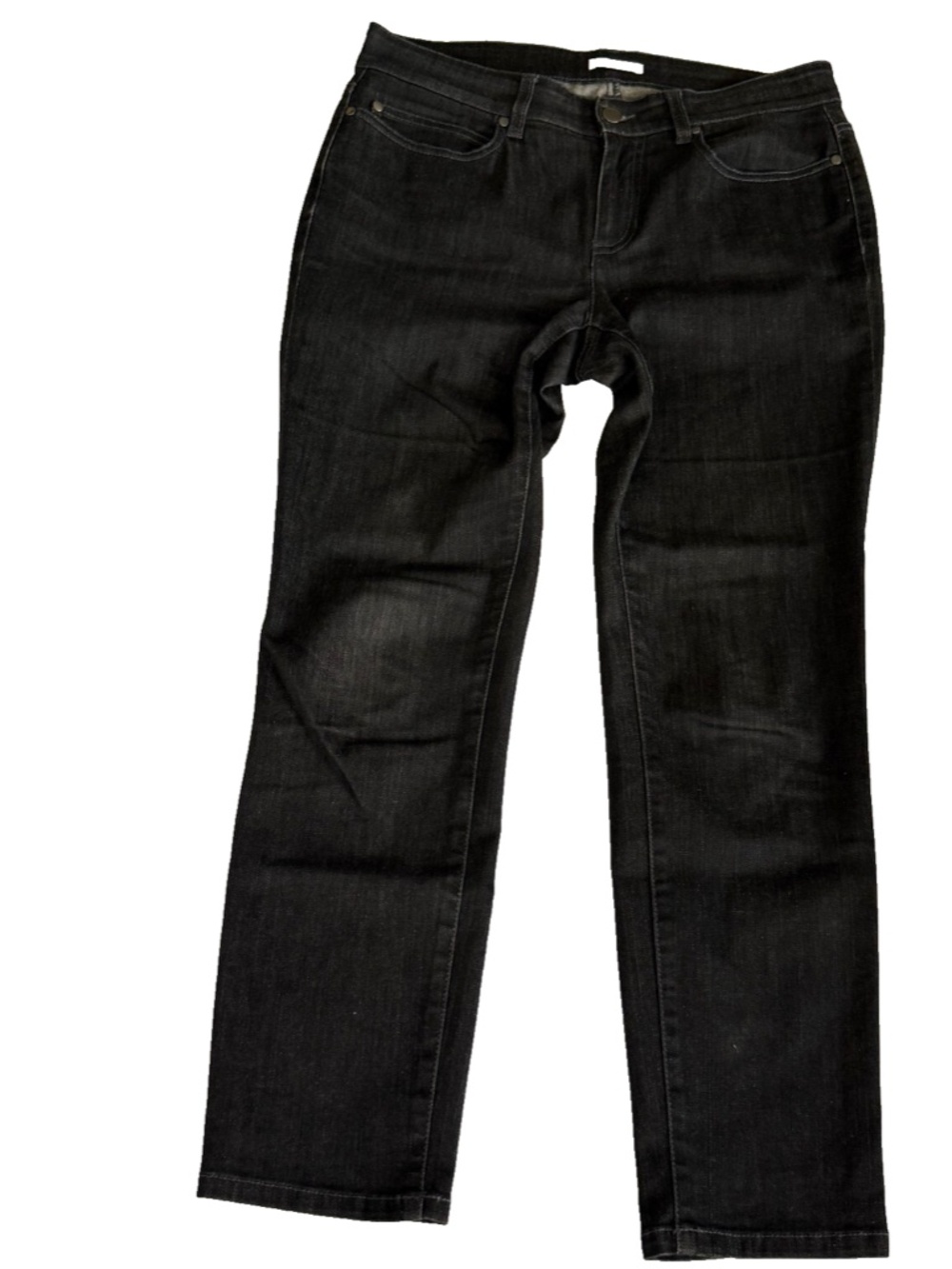 EILEEN FISHER BLACK ORGANIC COTTON SKINNY MID RISE STRETCH JEANS WOMENS 10P